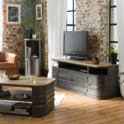 Meuble Tv<Made in Meubles Meuble TV arrondi en métal Locker