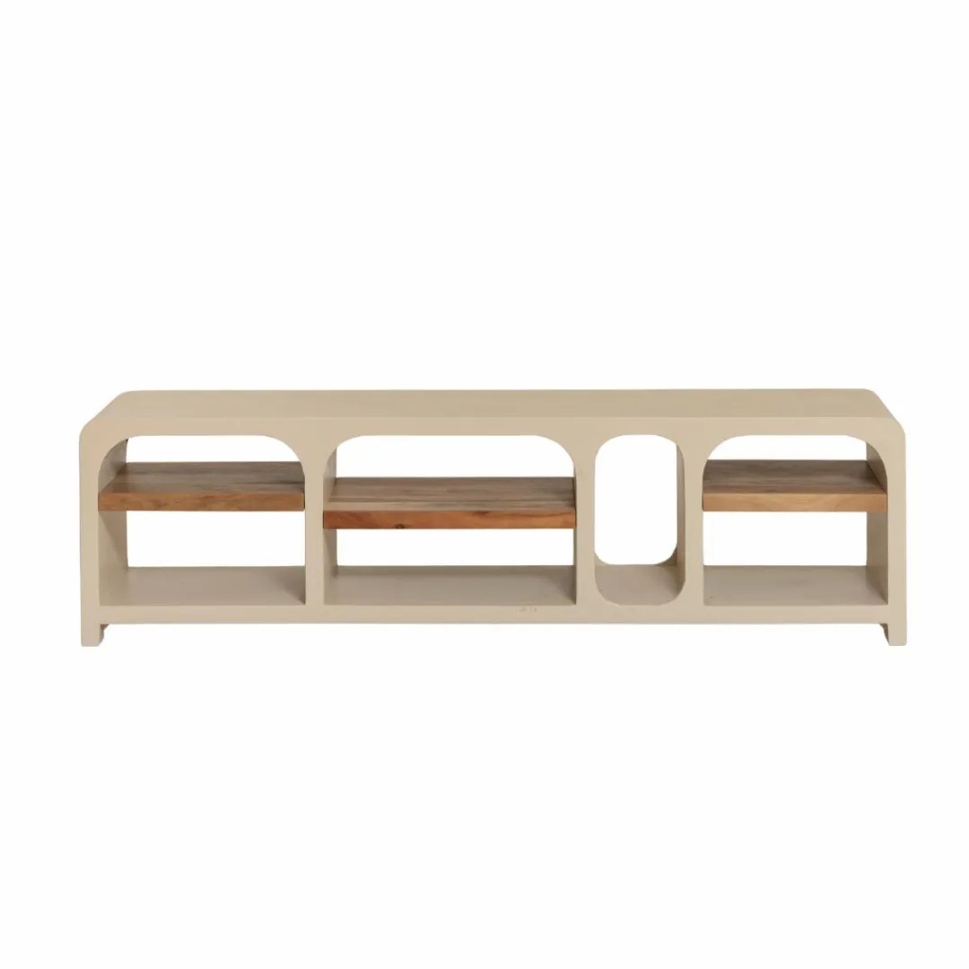 Meuble Tv<Made in Meubles Meuble TV avec étagères en bois effet béton et bois recyclé Dalva