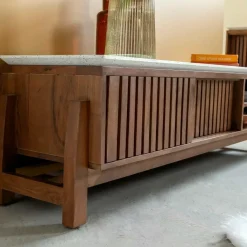 Meuble Tv<Made in Meubles Meuble TV en bois d'acacia et terrazzo Kaelis