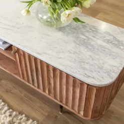 Meuble Tv<Made in Meubles Meuble tv en bois d'acacia et marbre blanc Judith