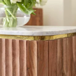 Meuble Tv<Made in Meubles Meuble tv en bois d'acacia et marbre blanc Judith