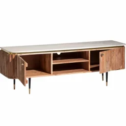 Meuble Tv<Made in Meubles Meuble tv en bois d'acacia et marbre blanc Judith