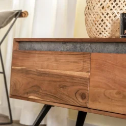 Meuble Tv<Made in Meubles Meuble TV en bois d'acacia et pierre Yvan