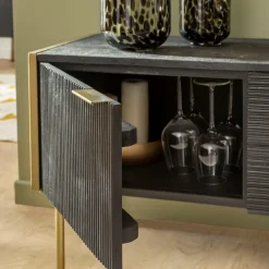 Meuble Tv<Made in Meubles Meuble TV en bois de manguier et métal doré Ange