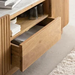 Meuble Tv<Made in Meubles Meuble TV en bois de manguier et marbre Adler