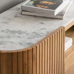 Meuble Tv<Made in Meubles Meuble TV en bois de manguier et marbre Adler