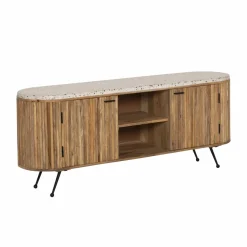 Meuble Tv<Made in Meubles Meuble TV en bois de manguier et terrazzo Ambrine