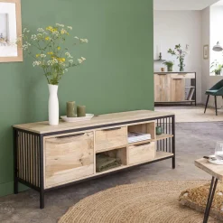 Meuble Tv<Made in Meubles Meuble TV en bois de manguier et métal Héloïse