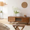 Meuble Tv<Made in Meubles Meuble TV en bois de manguier et cannage Charline