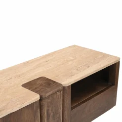 Meuble Tv<Made in Meubles Meuble TV en bois de manguier et en travertin Carola