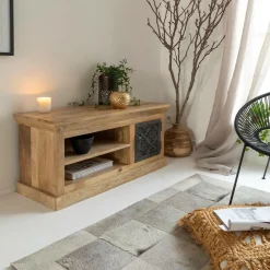 Meuble Tv<Made in Meubles Meuble TV en bois de manguier et métal Sahara