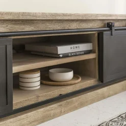 Meuble Tv<Made in Meubles Meuble TV en bois de manguier brossé et métal 160 cm Helsinki