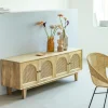 Meuble Tv<Made in Meubles Meuble TV en bois de manguier et cannage Edana