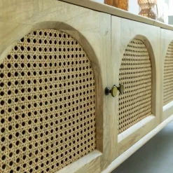 Meuble Tv<Made in Meubles Meuble TV en bois de manguier et cannage Edana