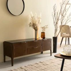 Meuble Tv<Made in Meubles Meuble TV en bois de manguier et marbre noir Roch