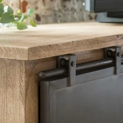 Meuble Tv<Made in Meubles Meuble TV en bois de manguier brossé et métal noir 150 cm Helsinki