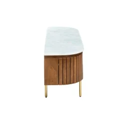 Meuble Tv<Made in Meubles Meuble TV en bois de manguier et marbre Sienne