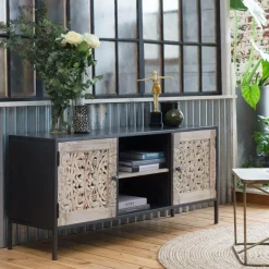 Meuble Tv<Made in Meubles Meuble TV en bois de manguier blanchi Lila