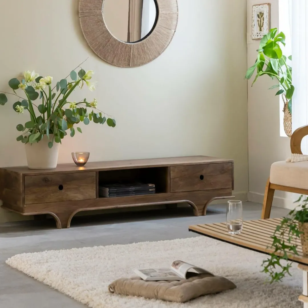 Meuble Tv<Made in Meubles Meuble TV en bois de manguier foncé Daelan