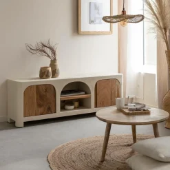 Meuble Tv<Made in Meubles Meuble TV en bois effet béton et bois d'acacia Dalva