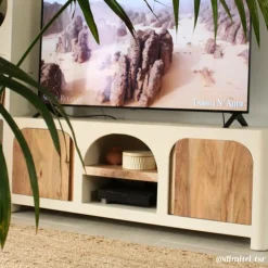 Meuble Tv<Made in Meubles Meuble TV en bois effet béton et bois d'acacia Dalva