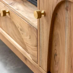 Meuble Tv<Made in Meubles Meuble TV en marbre et bois d'acacia Calix