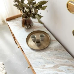 Meuble Tv<Made in Meubles Meuble TV en marbre et bois d'acacia Calix