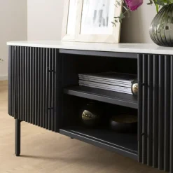 Meuble Tv<Made in Meubles Meuble TV en métal et marbre blanc Mona