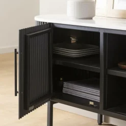 Meuble Tv<Made in Meubles Meuble TV en métal et marbre blanc Mona