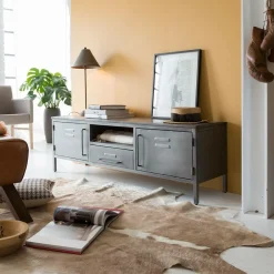 Meuble Tv<Made in Meubles Meuble tv en métal gris Gustavo