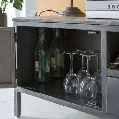 Meuble Tv<Made in Meubles Meuble tv en métal gris Gustavo