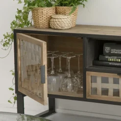 Meuble Tv<Made in Meubles Meuble TV en sapin et métal noir Elise