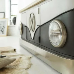 Meuble Tv<Made in Meubles Meuble TV noir avec plateau en bois de manguier Combi