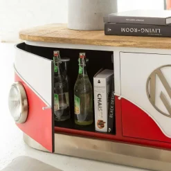 Meuble Tv<Made in Meubles Meuble TV rouge avec plateau en bois de manguier Combi