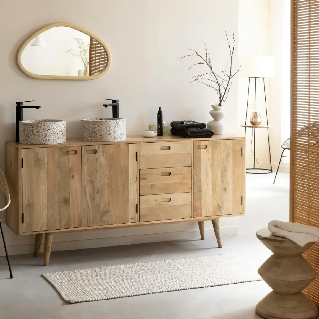 Miroir|Décoration<Made in Meubles Miroir abstrait en bois de manguier clair Marley