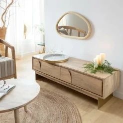 Miroir|Décoration<Made in Meubles Miroir abstrait en bois de manguier clair Marley