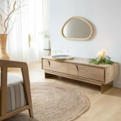 Miroir|Décoration<Made in Meubles Miroir abstrait en bois de manguier clair Marley