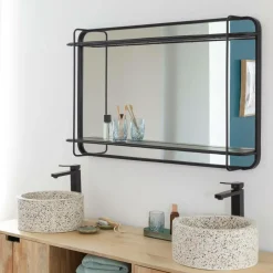 Miroir|Décoration<Made in Meubles Miroir avec étagère en bois et métal Jill