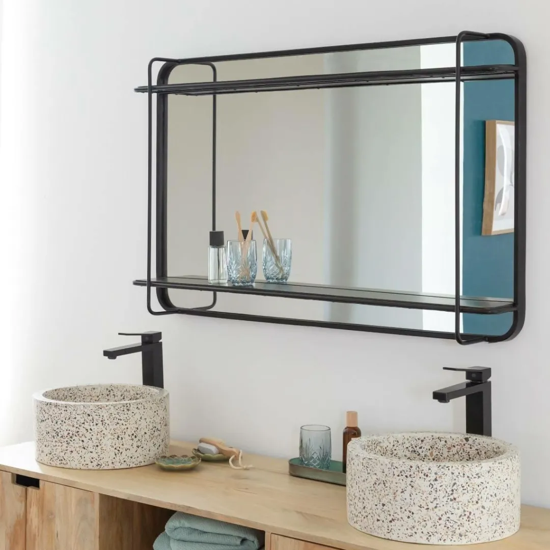 Miroir|Décoration<Made in Meubles Miroir avec étagère en bois et métal Jill
