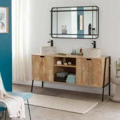 Miroir|Décoration<Made in Meubles Miroir avec étagère en bois et métal Jill