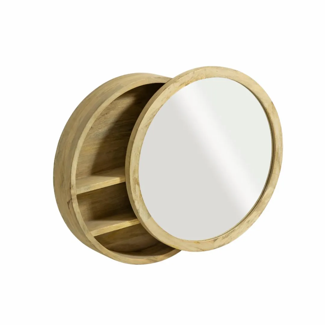 Miroir<Made in Meubles Miroir avec étagères en bois de manguier clair Juliet