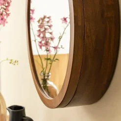 Miroir|Décoration<Made in Meubles Miroir avec étagères en bois de manguier foncé Remick