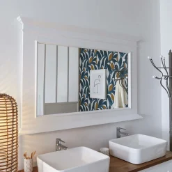 Miroir<Made in Meubles Miroir en bois de pin blanc Manel