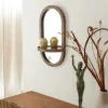 Miroir|Décoration<Made in Meubles Miroir ovale avec étagère en bois de manguier Marley