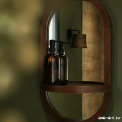 Miroir|Décoration<Made in Meubles Miroir ovale avec étagère en bois de manguier Marley