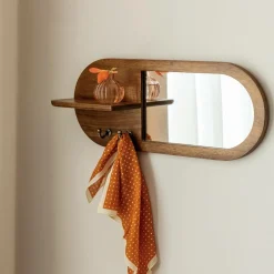 Miroir|Décoration<Made in Meubles Miroir ovale en bois de manguier foncé Remick