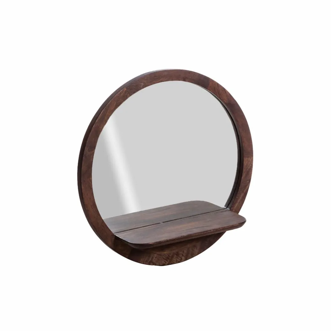 Miroir|Décoration<Made in Meubles Miroir rond avec étagère en bois de manguier Marley