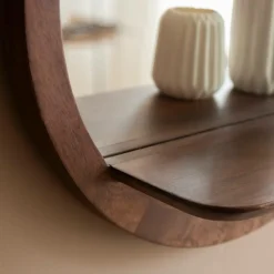 Miroir|Décoration<Made in Meubles Miroir rond avec étagère en bois de manguier Marley