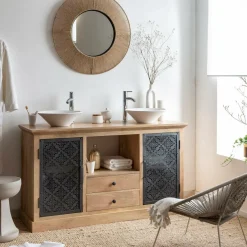 Miroir|Décoration<Made in Meubles Miroir rond en métal et jute Adda