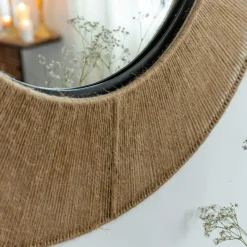 Miroir|Décoration<Made in Meubles Miroir rond en métal et jute Adda